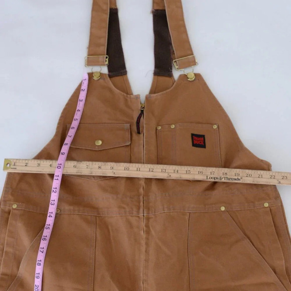 Vintage Tough Duck Tan 100% Cotton Double  Knee Zip Up Overalls Size XL-XXL - Picture 4 of 16